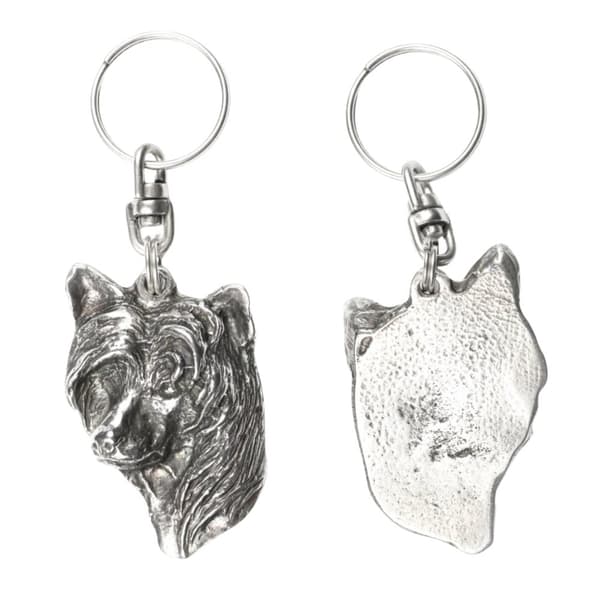 Chinese Crested Dog - silverpläterad hundnyckelring, handväska dekoration, ryggsäckshänge från Art-Dog