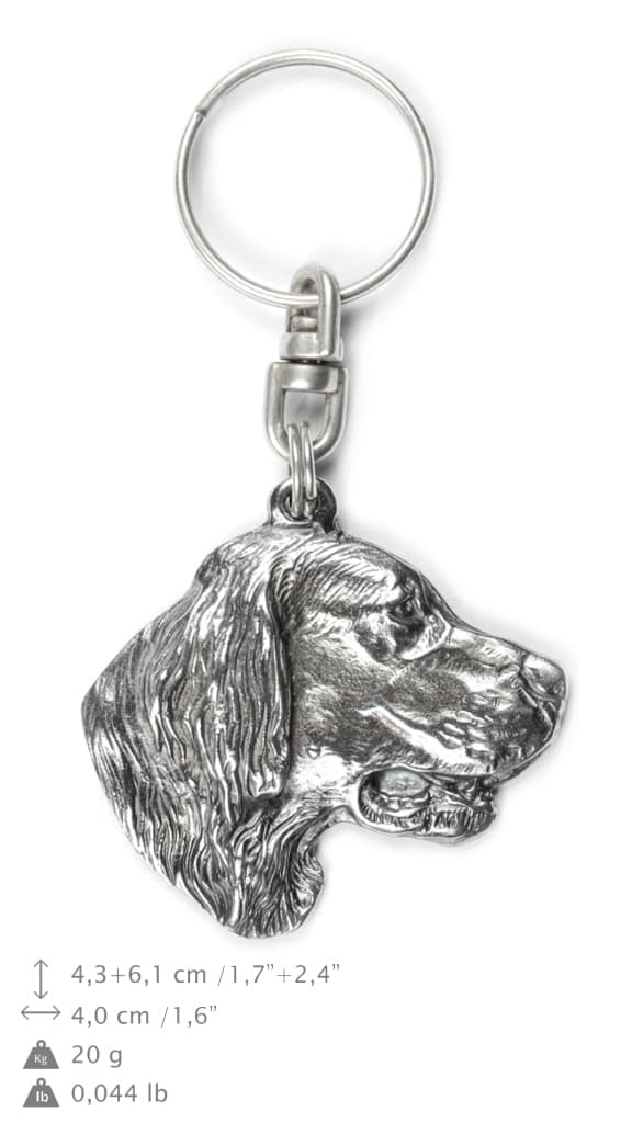 Engelsk setter, Laverack - silverpläterad hundnyckelring, handväska dekoration, ryggsäckshänge från Art-Dog