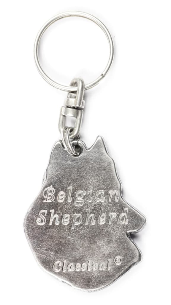 Belgian Shepherd Dog, Belgian Mountain Dog - silverpläterad hundnyckelring, handväska dekoration, ryggsäckshänge från Art-Dog