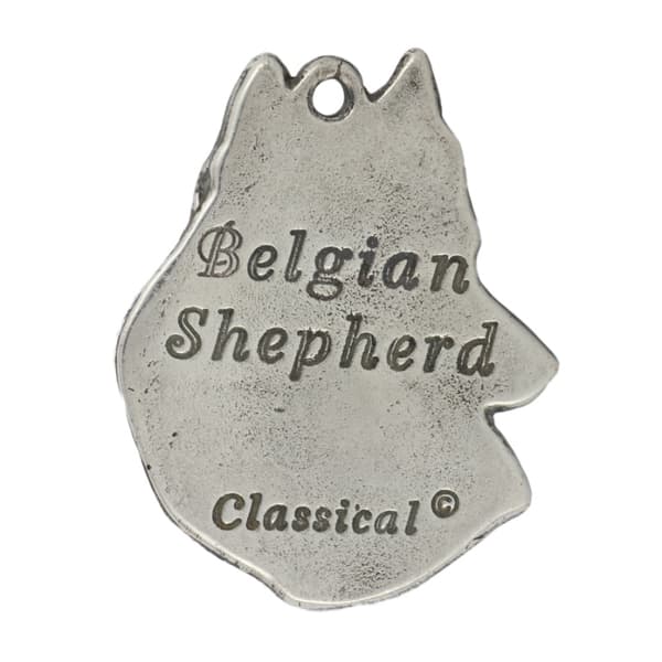 Belgian Shepherd Dog, Belgian Mountain Dog - silverpläterad hundnyckelring, handväska dekoration, ryggsäckshänge från Art-Dog