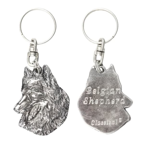 Belgian Shepherd Dog, Belgian Mountain Dog - silverpläterad hundnyckelring, handväska dekoration, ryggsäckshänge från Art-Dog