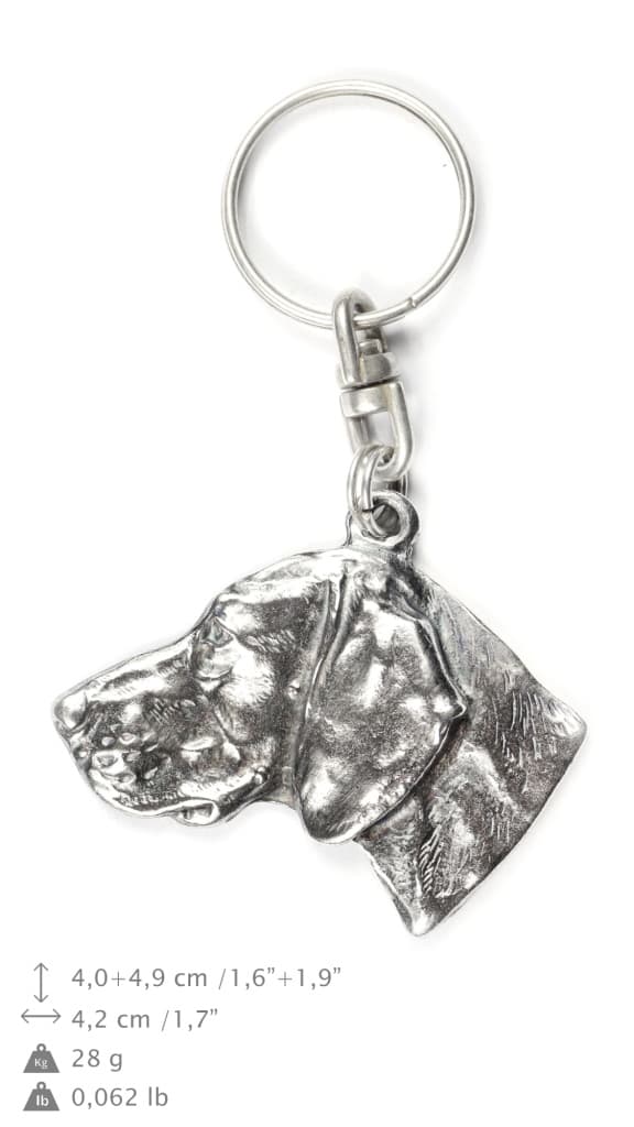 Weimaraner, Weimaraner - silverpläterad nyckelring med hund, handväska dekoration, ryggsäckshänge från Art-Dog