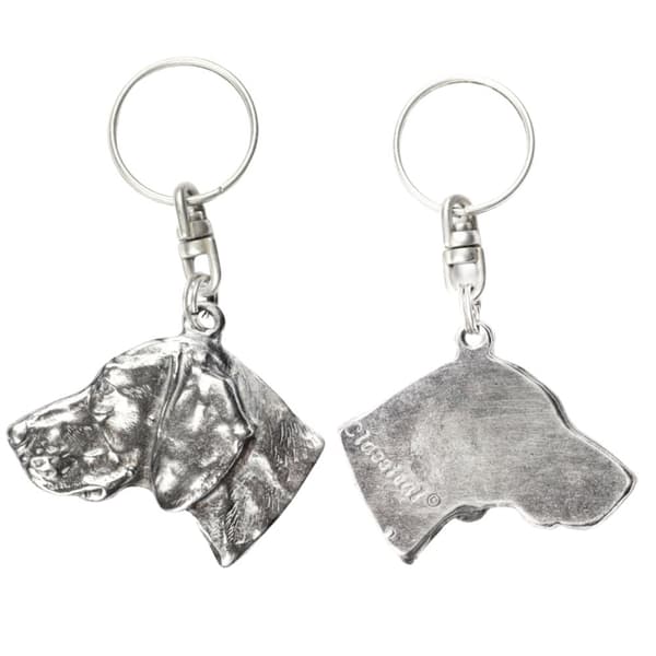Weimaraner, Weimaraner - silverpläterad nyckelring med hund, handväska dekoration, ryggsäckshänge från Art-Dog