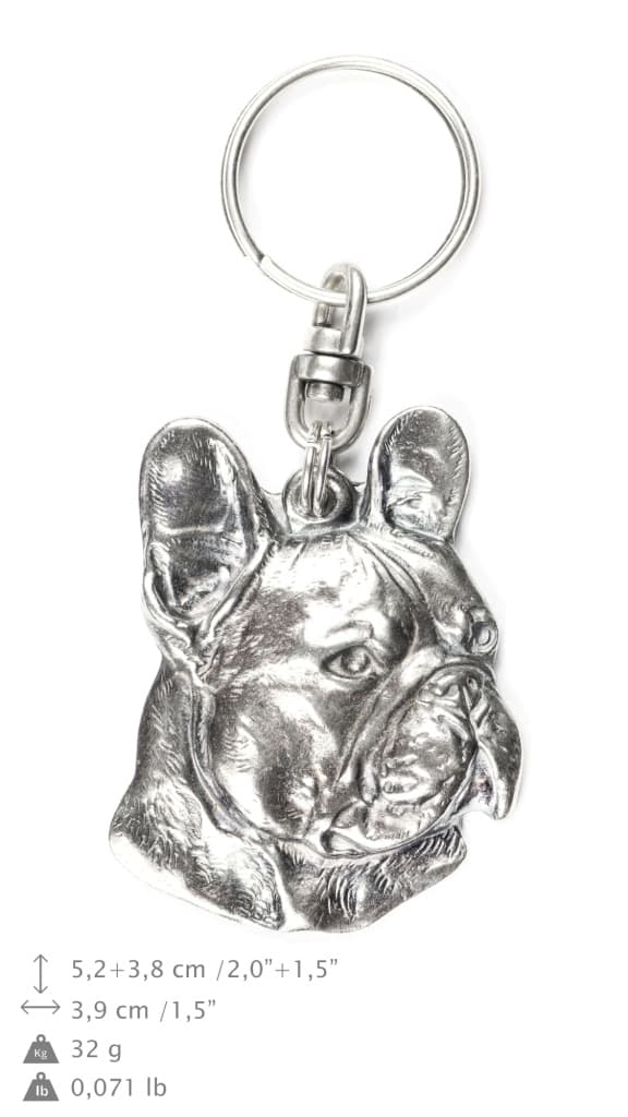 French bulldog I - silverpläterad hundnyckelring, handväska dekoration, ryggsäckshänge från Art-Dog