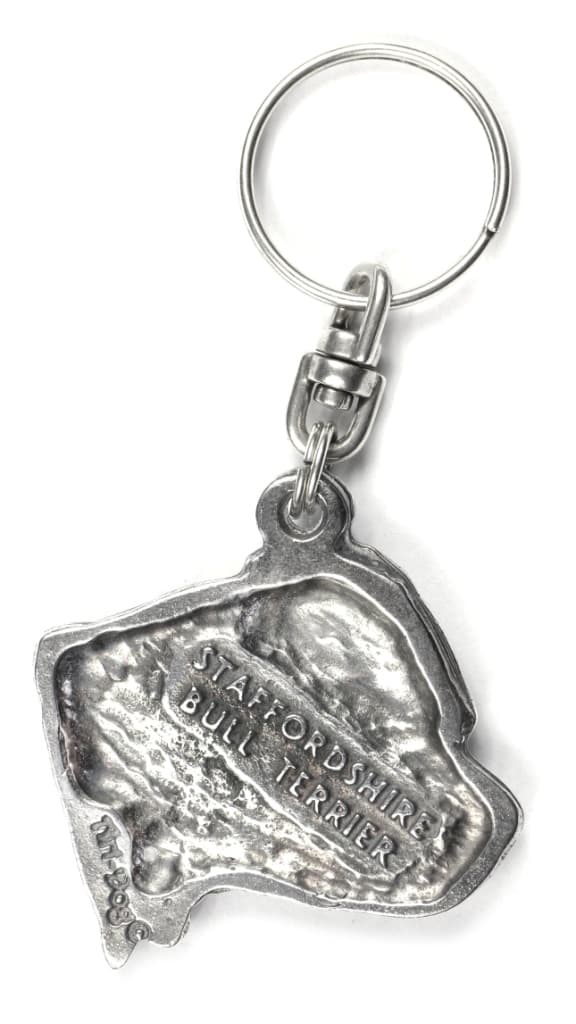 Staffordshire Bull Terrier, Staffik, Staffi II - silverpläterad hundnyckelring, handväska dekoration, ryggsäckshänge från Art-Dog