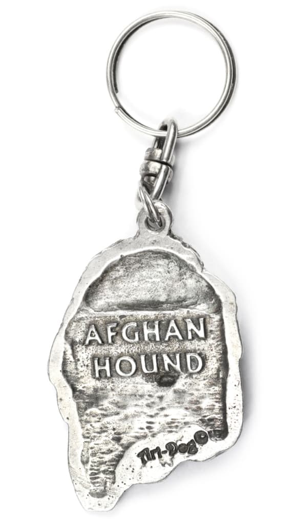 Afghan Hound I - silverpläterad hundnyckelring, handväska dekoration, ryggsäckshänge från Art-Dog