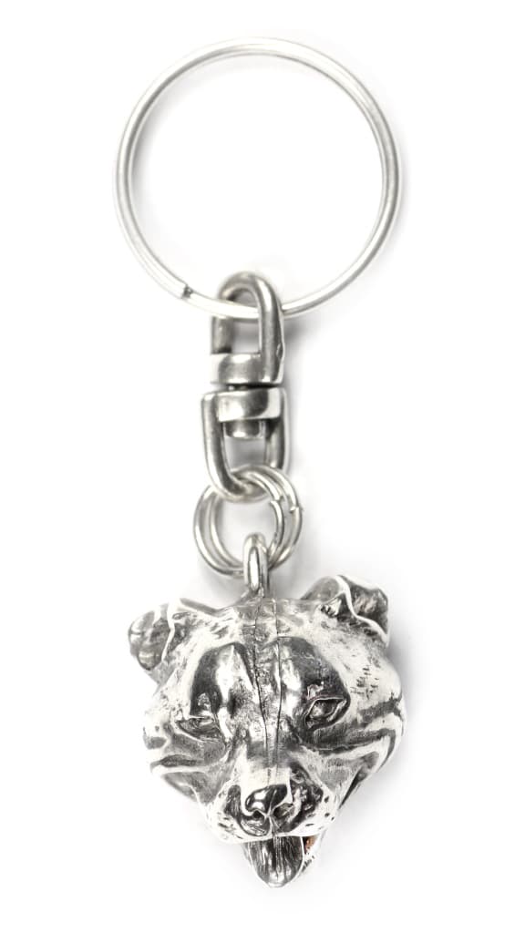Staffordshire Bull Terrier, Staffik, Staffi - silverpläterad nyckelring med hund, handväska dekoration, ryggsäckshänge från Art-Dog