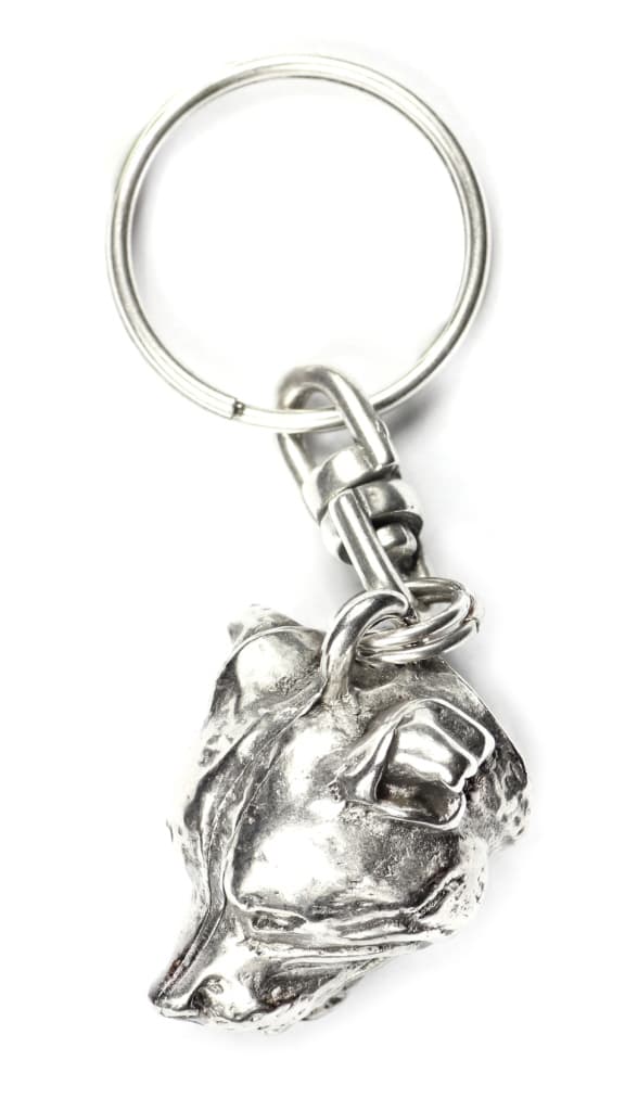 Staffordshire Bull Terrier, Staffik, Staffi - silverpläterad nyckelring med hund, handväska dekoration, ryggsäckshänge från Art-Dog