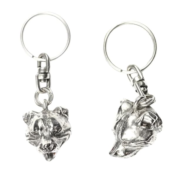 Staffordshire Bull Terrier, Staffik, Staffi - silverpläterad nyckelring med hund, handväska dekoration, ryggsäckshänge från Art-Dog