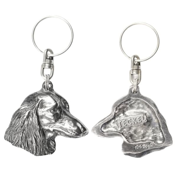 Tax - silverpläterad hundnyckelring, handväska dekoration, ryggsäckshänge från Art-Dog