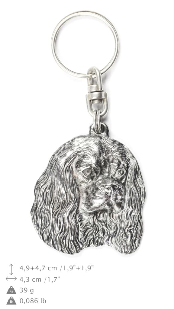 Cavalier King Charles Spaniel - silverpläterad hundnyckelring, handväska dekoration, ryggsäckshänge från Art-Dog
