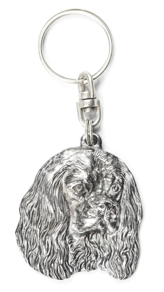 Cavalier King Charles Spaniel - silverpläterad hundnyckelring, handväska dekoration, ryggsäckshänge från Art-Dog