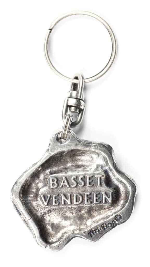 Petit basset griffon vendéen, trådhåret basset hound vendéen - sølvbelagt nøglering med en hund, håndtaskedekoration, rygsækvedhæng fra Art-Dog