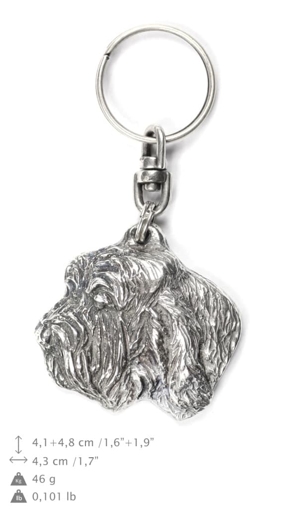 Petit basset griffon vendéen, trådhåret basset hound vendéen - sølvbelagt nøglering med en hund, håndtaskedekoration, rygsækvedhæng fra Art-Dog