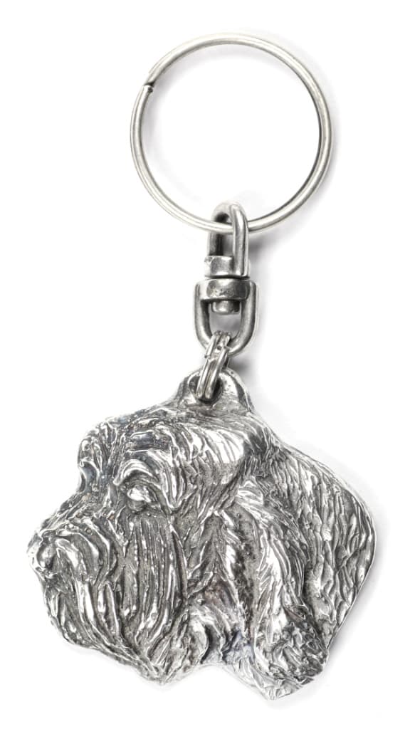 Petit basset griffon vendéen, trådhåret basset hound vendéen - sølvbelagt nøglering med en hund, håndtaskedekoration, rygsækvedhæng fra Art-Dog