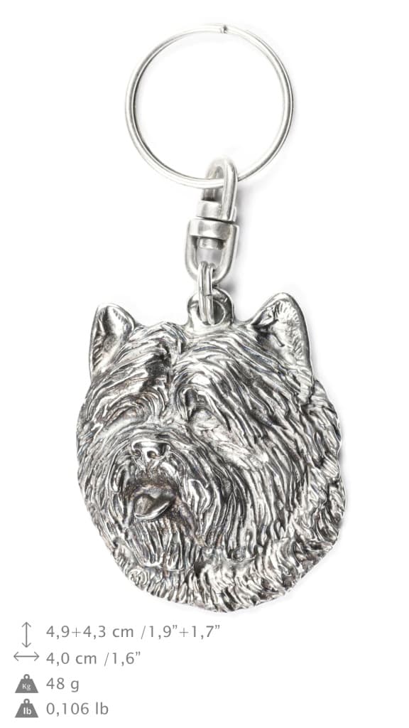 Cairn Terrier - silverpläterad hundnyckelring, handväska dekoration, ryggsäckshänge från Art-Dog