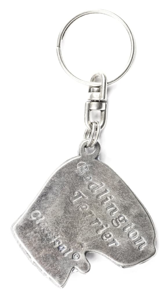 Bedlington Terrier, Rothbury Terrier - silverpläterad hundnyckelring, handväska dekoration, ryggsäckshänge från Art-Dog