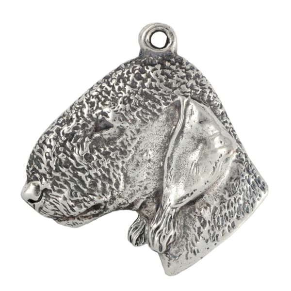 Bedlington Terrier, Rothbury Terrier - silverpläterad hundnyckelring, handväska dekoration, ryggsäckshänge från Art-Dog