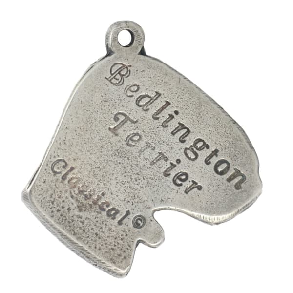 Bedlington Terrier, Rothbury Terrier - silverpläterad hundnyckelring, handväska dekoration, ryggsäckshänge från Art-Dog