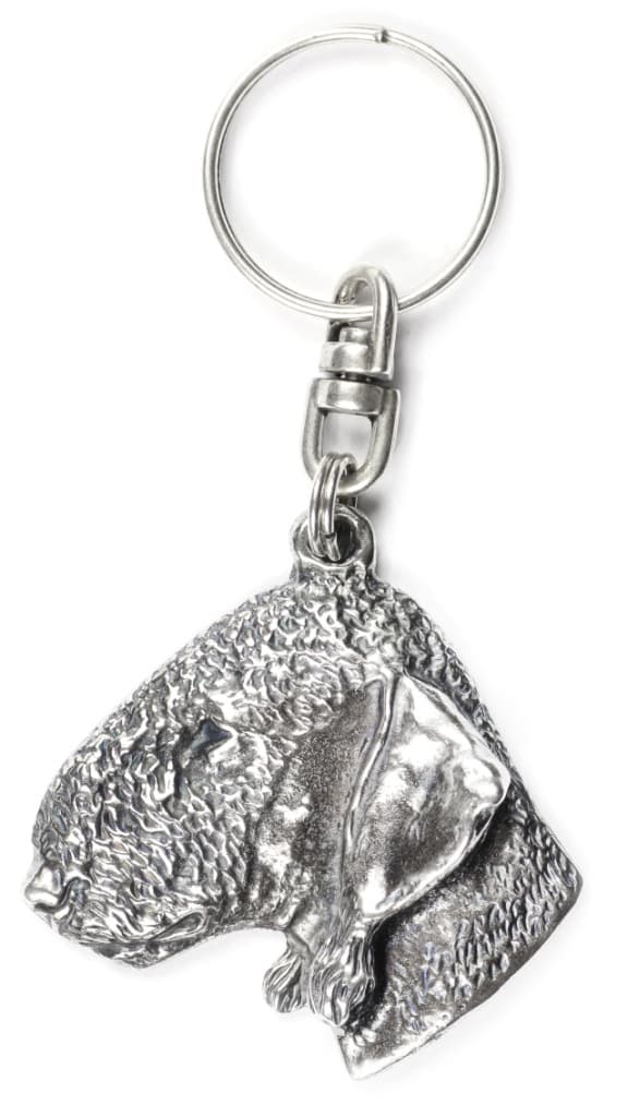 Bedlington Terrier, Rothbury Terrier - silverpläterad hundnyckelring, handväska dekoration, ryggsäckshänge från Art-Dog