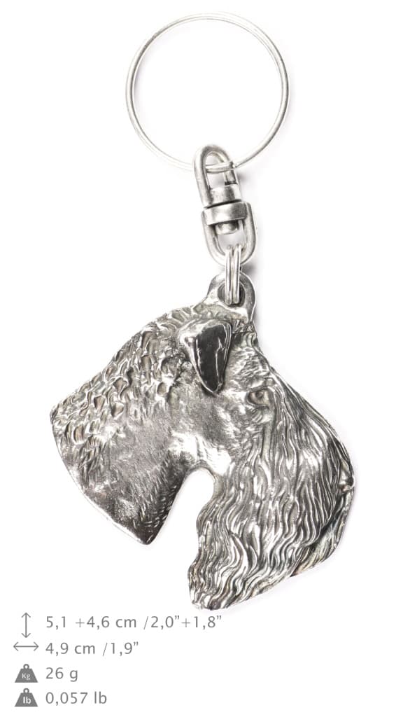 Kerry Blue Terrier, Irish Blue Terrier - forsølvet hundenøglering, håndtaskedekoration, rygsækvedhæng fra Art-Dog