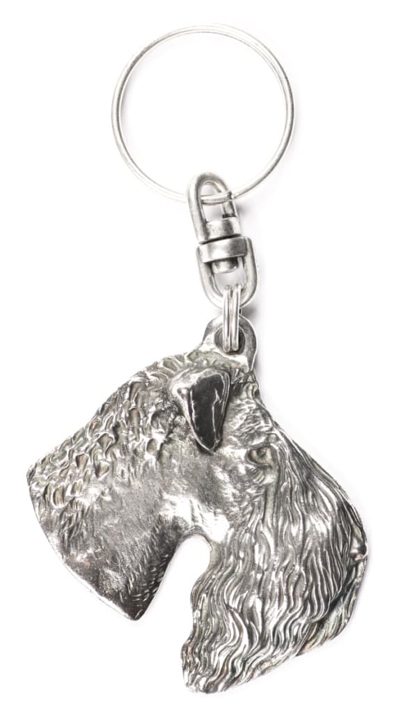 Kerry Blue Terrier, Irish Blue Terrier - forsølvet hundenøglering, håndtaskedekoration, rygsækvedhæng fra Art-Dog