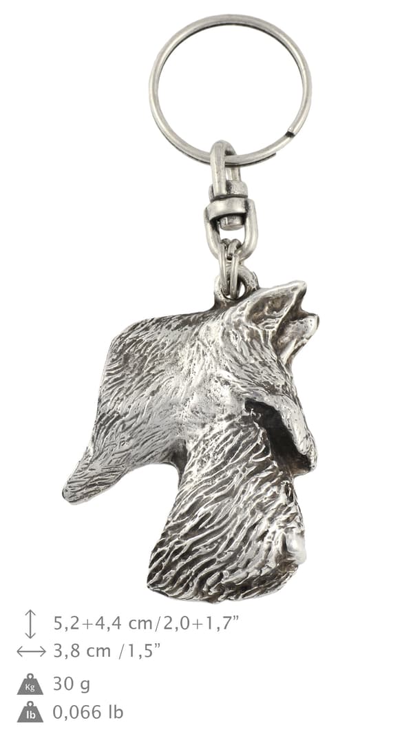 Skotsk terrier, Aberdeen Terrier - silverpläterad nyckelring med hund, handväska dekoration, ryggsäckshänge från Art-Dog
