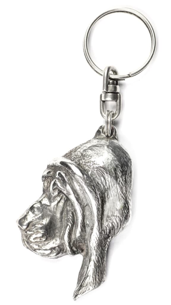 Blodhund, helgons hund Huberta - silverpläterad hundnyckelring, handväska dekoration, ryggsäckshänge från Art-Dog