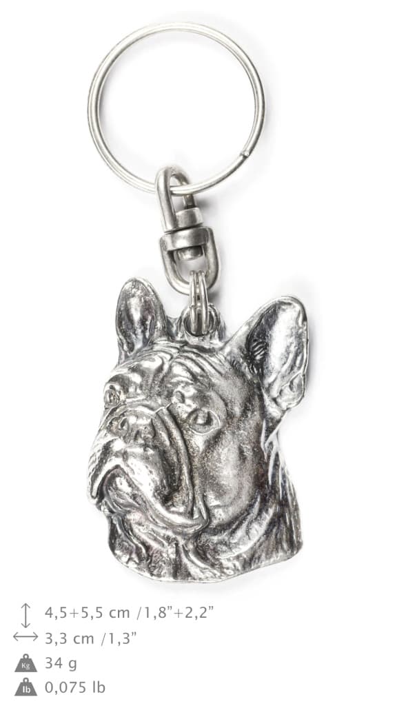 French Bulldog II - silverpläterad hundnyckelring, handväska dekoration, ryggsäckshänge från Art-Dog