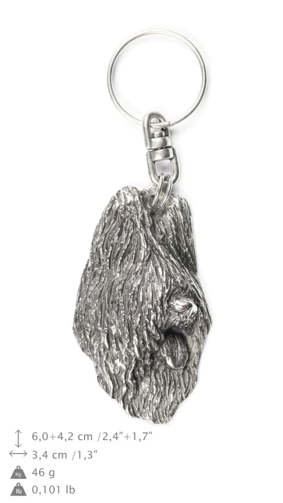 French Shepherd Briard, Berger de Brie I - silverpläterad hundnyckelring, handväska dekoration, ryggsäckshänge från Art-Dog