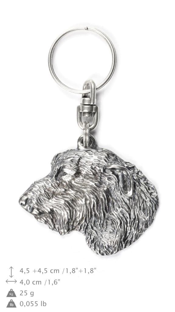 Irländsk varghund, irländsk varghund I - silverpläterad hundnyckelring, handväska dekoration, ryggsäckshänge från Art-Dog