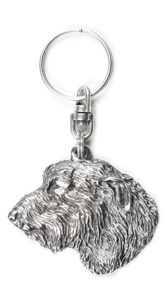 Irländsk varghund, irländsk varghund I - silverpläterad hundnyckelring, handväska dekoration, ryggsäckshänge från Art-Dog