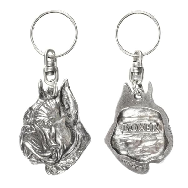 Boxer, Boxer II - silverpläterad hundnyckelring, handväska dekoration, ryggsäckshänge från Art-Dog