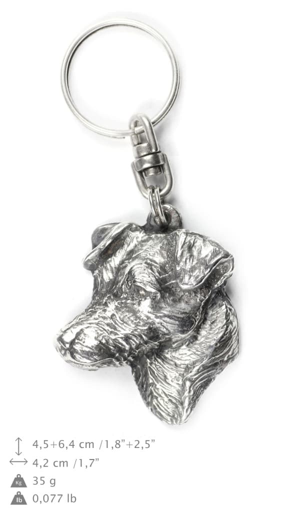 Jack Russell Terrier - forsølvet hundenøglering, håndtaskedekoration, rygsækvedhæng fra Art-Dog