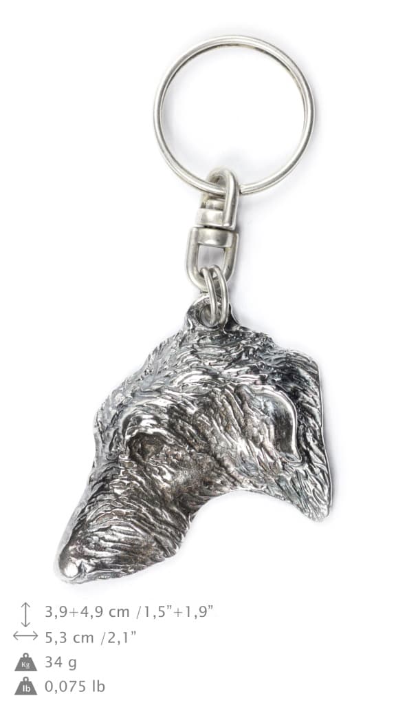 Scottish Greyhound, Deerhound - silverpläterad hundnyckelring, handväska dekoration, ryggsäckshänge från Art-Dog