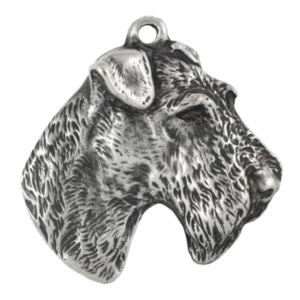Lankakarvainen kettuterrieri - hopeoitu avaimenperä koiralla, käsilaukun koristelu, reppuriipus Art-Dog