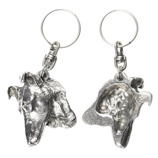 Korthårig skotsk herde, korthårig collie - silverpläterad nyckelring med hund, handväska dekoration, ryggsäckshänge från Art-Dog
