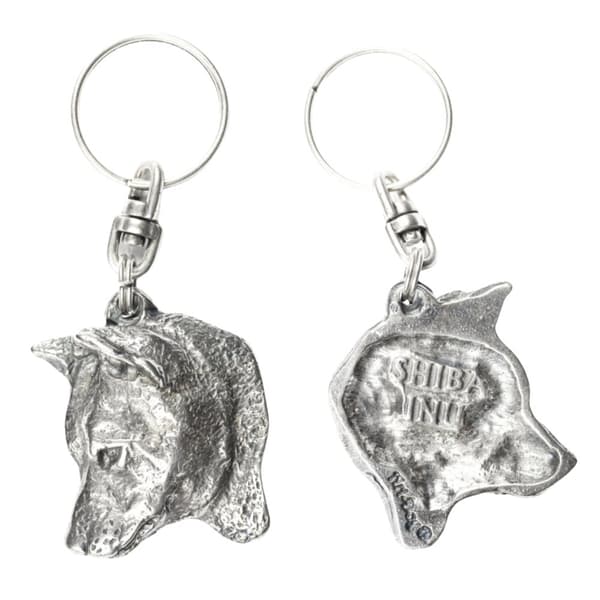 Shiba Inu - silverpläterad hundnyckelring, handväska dekoration, ryggsäckshänge från Art-Dog