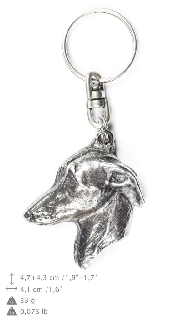 Italiensk vinthund, italiensk vinthund - silverpläterad hundnyckelring, handväska dekoration, ryggsäckshänge från Art-Dog