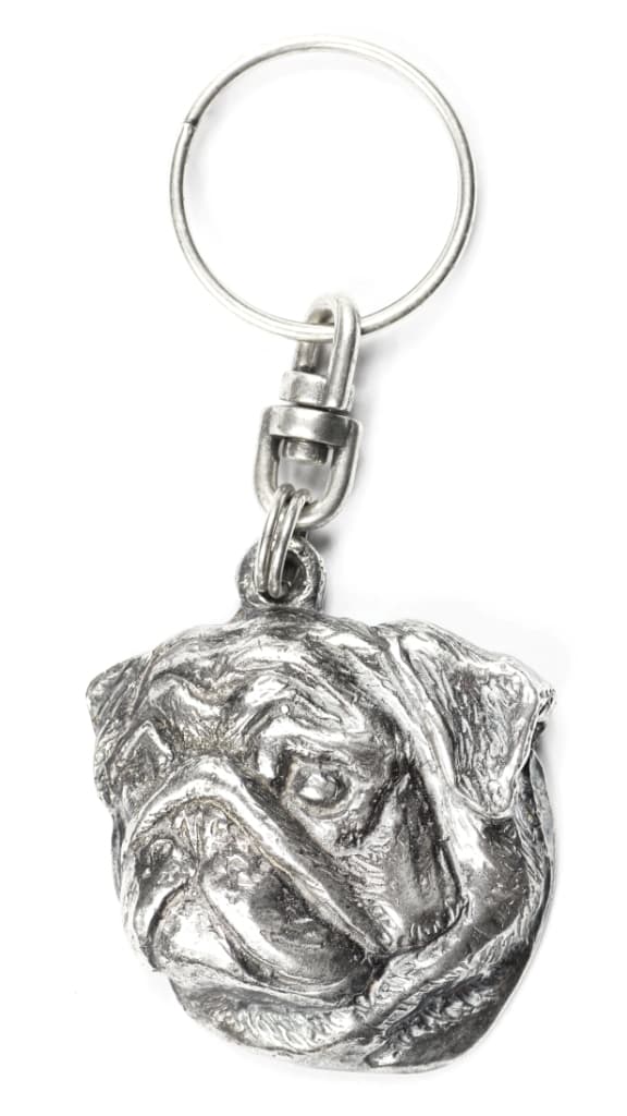 Mops, Mops, Carlin II - silverpläterad hundnyckelring, handväska dekoration, ryggsäckshänge från Art-Dog