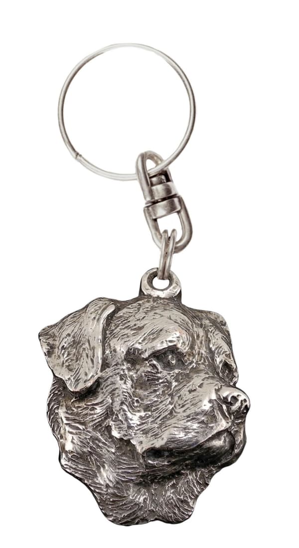 Rottweiler II - silverpläterad hundnyckelring, handväska dekoration, ryggsäckshänge från Art-Dog