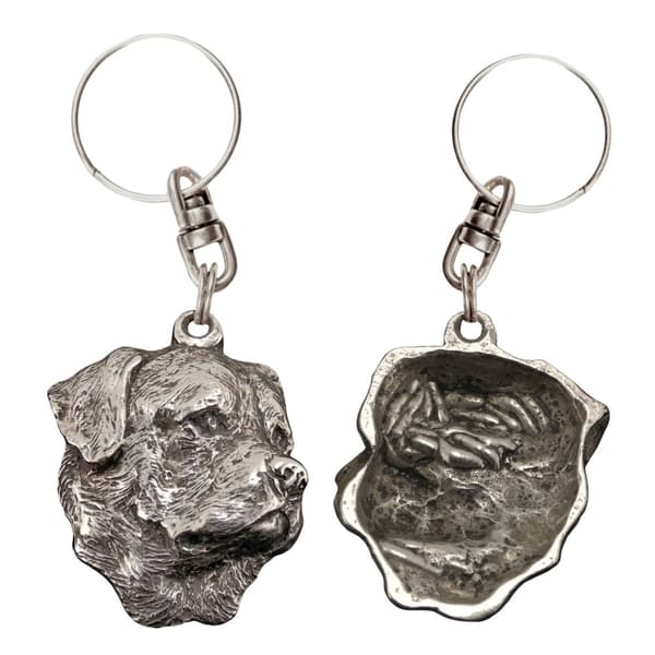 Rottweiler II - silverpläterad hundnyckelring, handväska dekoration, ryggsäckshänge från Art-Dog