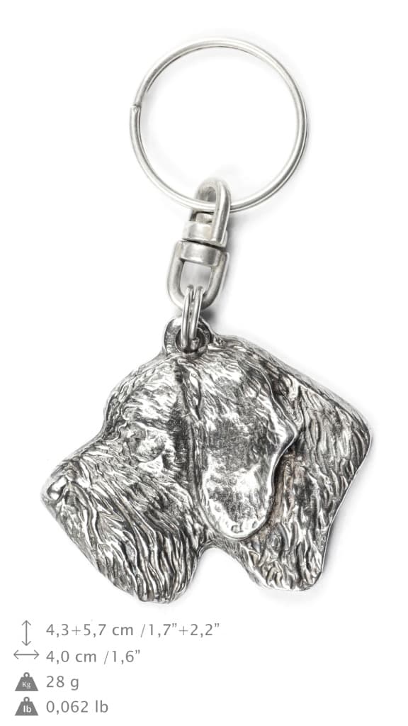 German Wirehaired Pointer, Drahthaar - silverpläterad nyckelring med hund, handväska dekoration, ryggsäckshänge från Art-Dog