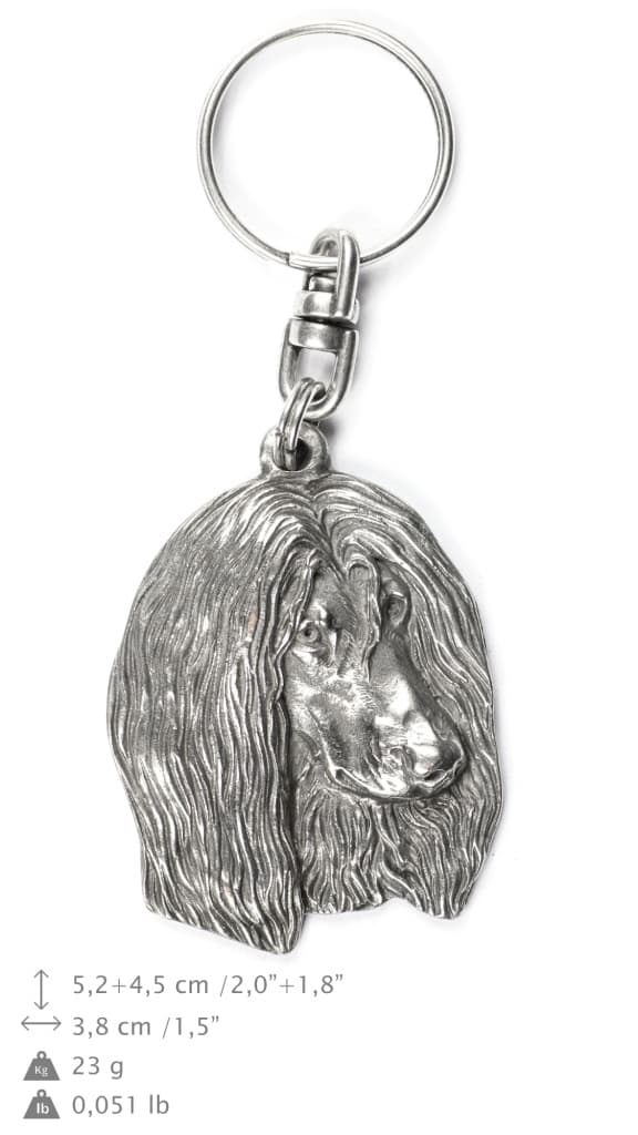 Afghan Hound II - forsølvet hundenøglering, håndtaskedekoration, rygsækvedhæng fra Art-Dog