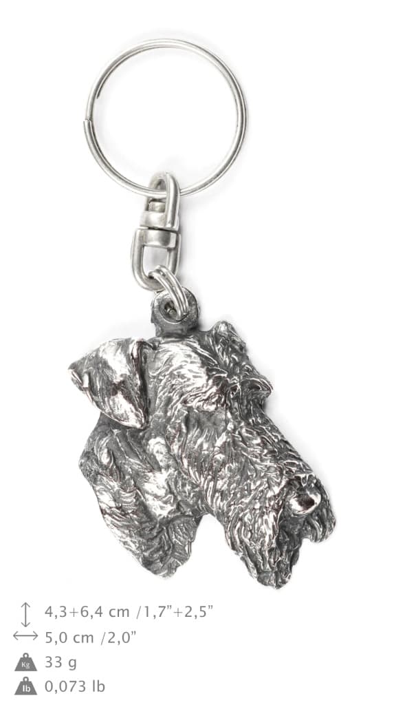 Airedale Terrier, Waterside Terrier - silverpläterad hundnyckelring, handväska dekoration, ryggsäckshänge från Art-Dog