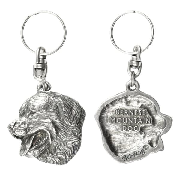 Berner Sennenhund, Berner Sennenhund - silverpläterad hundnyckelring, handväska dekoration, ryggsäckshänge från Art-Dog