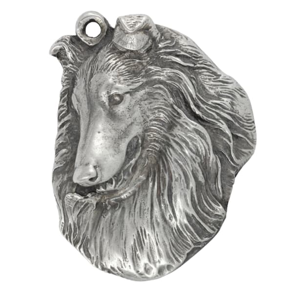 Långhårig skotsk herde, Collie grov - silverpläterad nyckelring med hund, handväska dekoration, ryggsäckshänge från Art-Dog