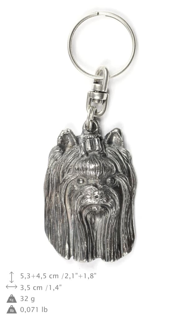Yorkshire Terrier, York, York, Yorkie III - silverpläterad nyckelring med hund, handväska dekoration, ryggsäckshänge från Art-Dog