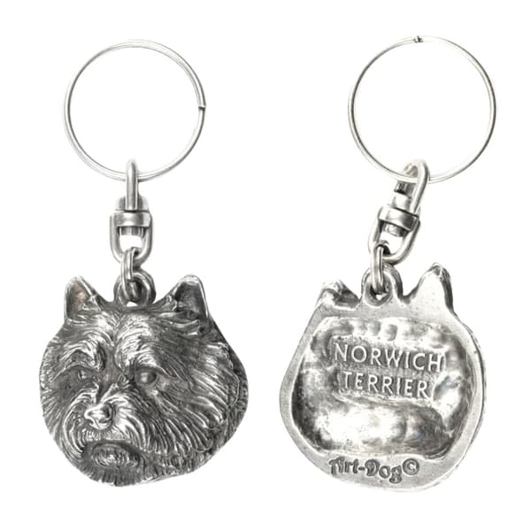 Norwich Terrier - forsølvet hundenøglering, håndtaskedekoration, rygsækvedhæng fra Art-Dog