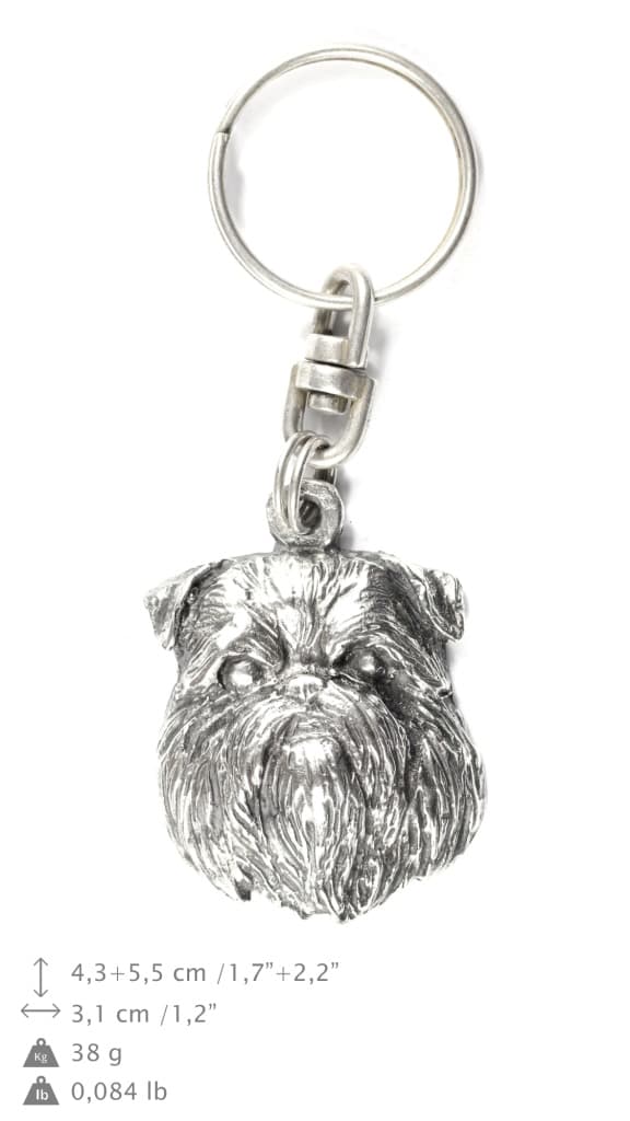Bryssel griffon, Griffon bruxellois - silverpläterad nyckelring med hund, handväska dekoration, ryggsäckshänge från Art-Dog